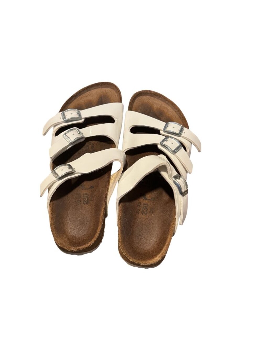 Birkenstock Florida Sandals – Cream White | Size 36 | 3 Strap Leather Buckle